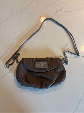 Marc by Marc Jacobs Brown Leather Flap Crossbody with Silver-Tone Chain